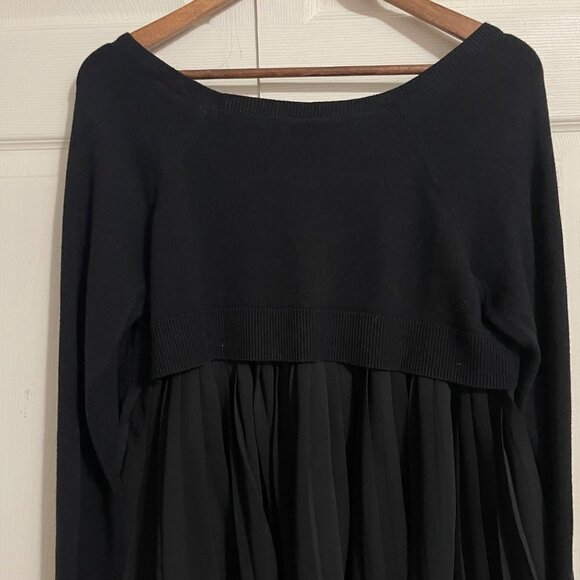 Torrid Women's Black Boat Neck Micro Ribbed Pleated Chiffon Back Sweater Medium - Picture 6 of 8